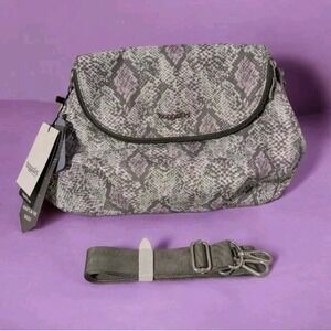 NWT Baggallini Amanda Crossbody Bag Purse Snake Cobra Purple Gray  RFID Upcycled